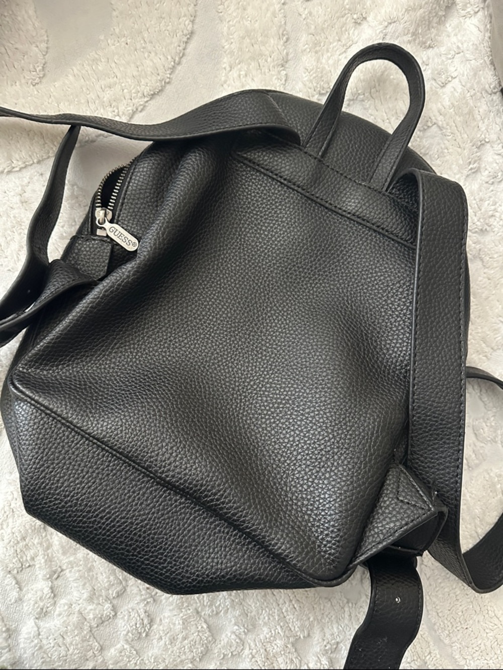 Black faux leather GUESS Backpack with Rainbow Question Mark Graphic - Picture 7 of 10